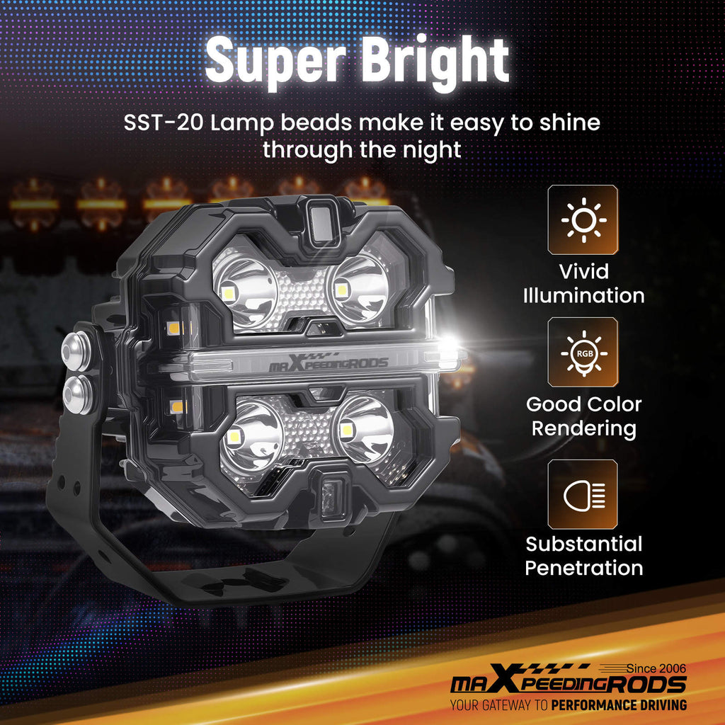 Maxpeedingrods 3.5inch 160W LED Light Pods for Universal Driving Auxiliary Use
