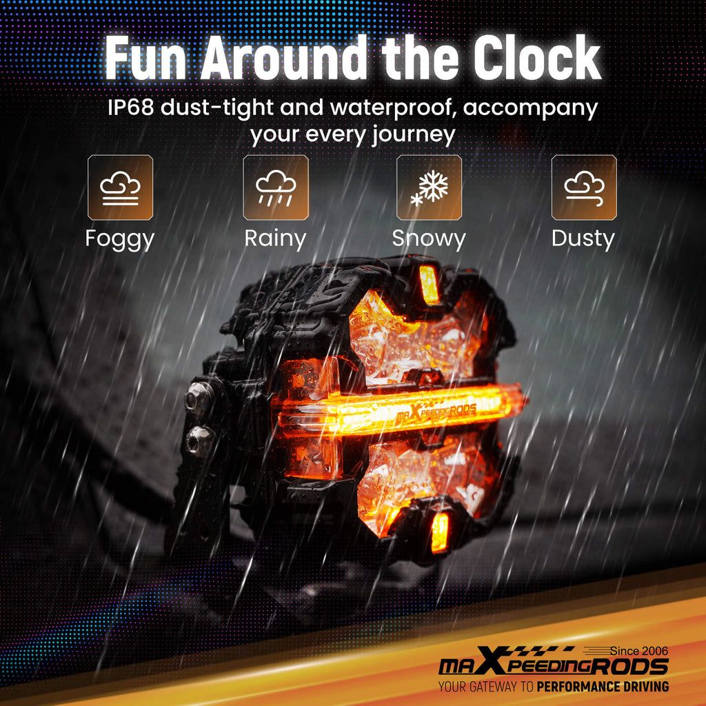 160W LED Light Pods 3.5 compatible for White Amber DRL Spot Flood Combo Off Road Driving Light