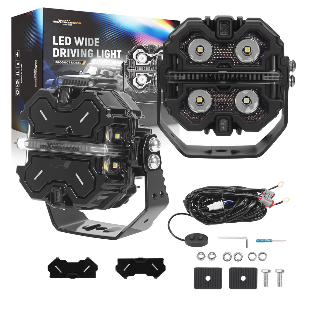 3.5 LED Work Light Bar Pods RGB DRL voor Off Road 4WD ATV 270° Beam 19200LM 12V