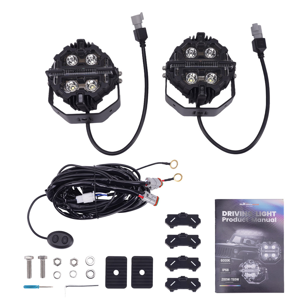 5inch 212W LED Driving Lights Spot Beam RGB DRL Round Pod Lamp suitable voor White 6000K IP68