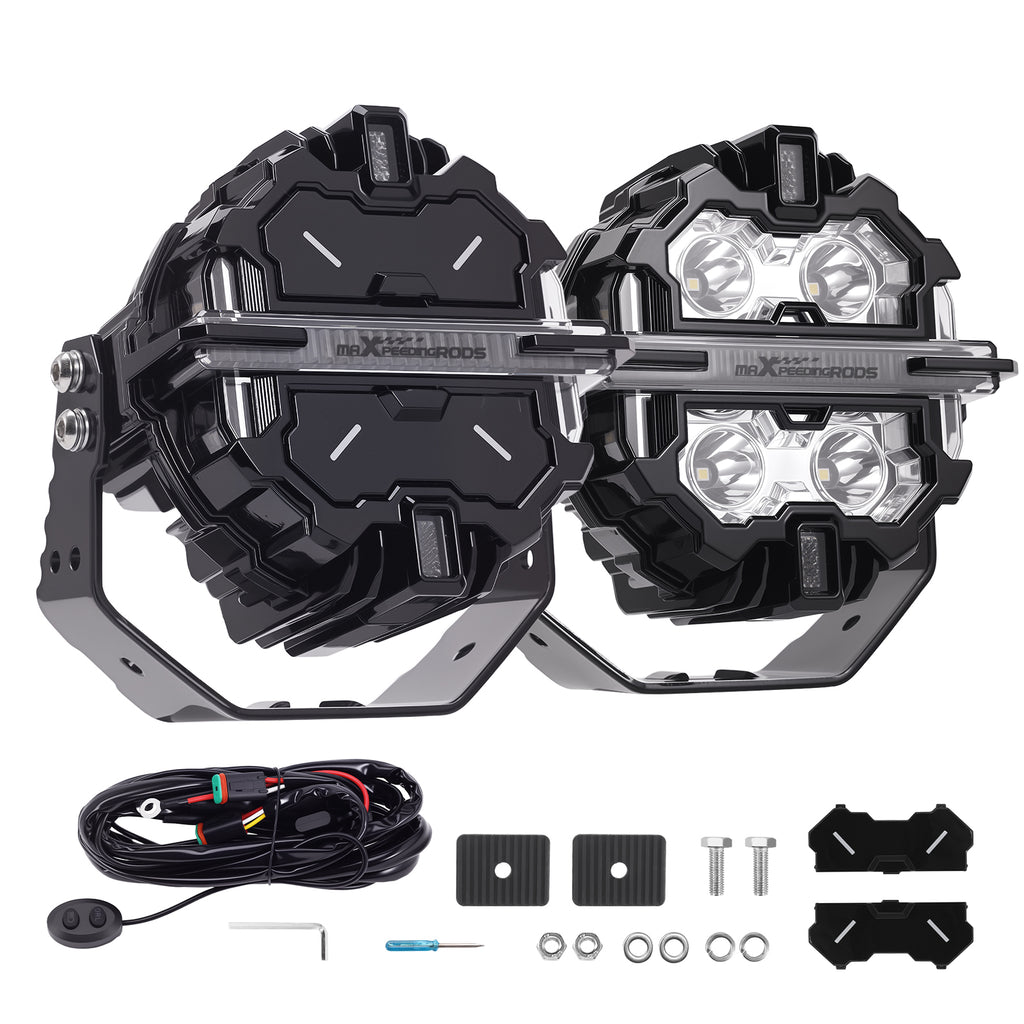 5 LED Auxiliary Lights 21360LM Spot+Side Light 270° Aluminium White/Amber
