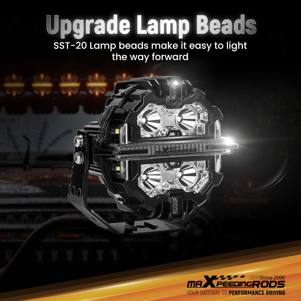 5 inch LED Spot Pods Light Side Shooter 178W Round Driving Auxiliary Light compatible for White DRL