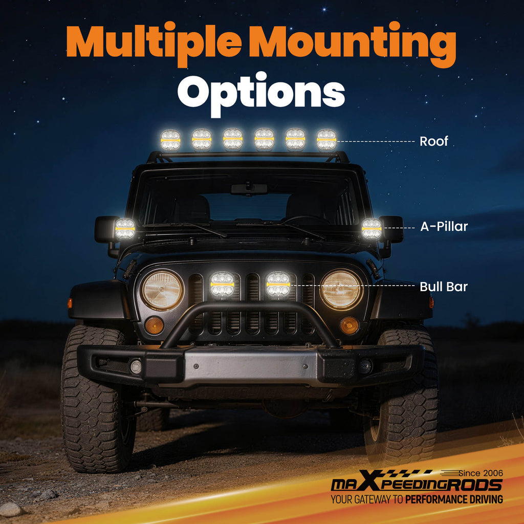 5inch LED Work Light Bar Flood Spot Pods Offroad Fog Driving ATV Truck