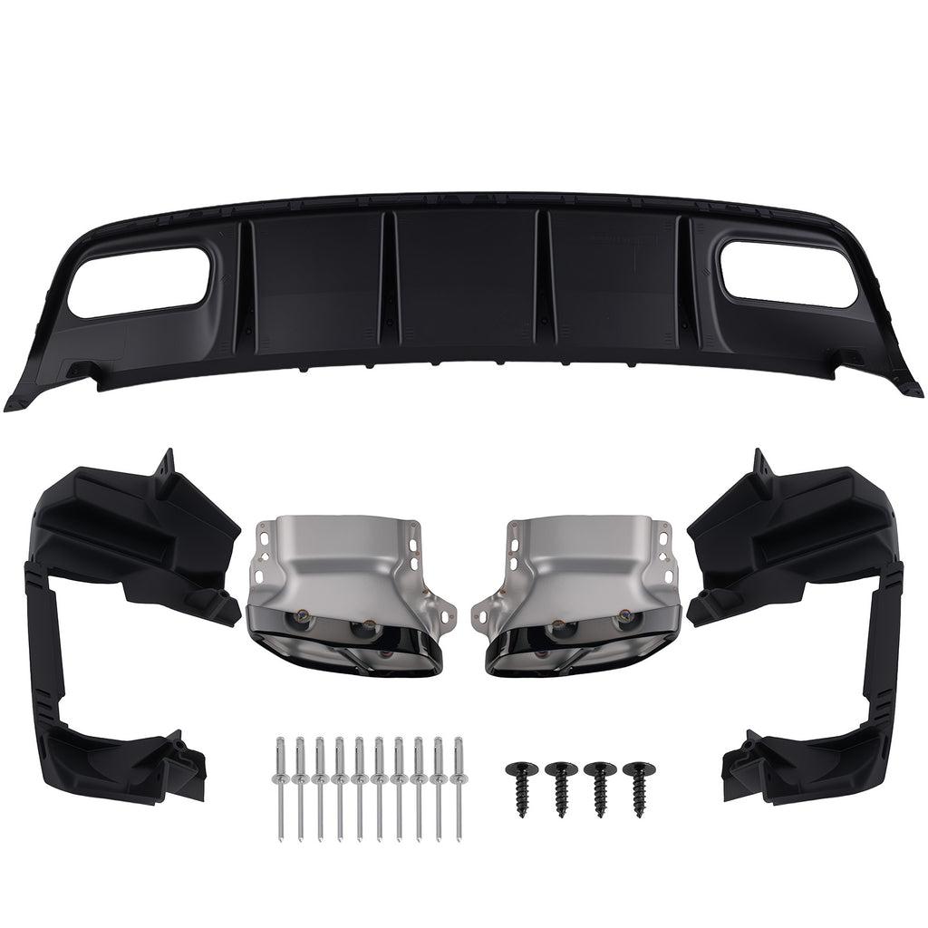 Achter Diffuser geschikt voor Mercedes A Class W176 AMG A45 Look Tail Pipe Gloss Black 12-18