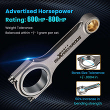 Load image into Gallery viewer, EN24 4340 Forged H-Beam Connecting Rods+ARP2000 Bolts compatible for Volvo S60 R 2.5L 143mm