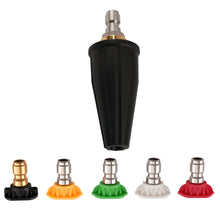 Laad de afbeelding in de galerijviewer, 3000 PSI High Pressure Washer Turbo Nozzle voor Washer 5 Tips Quick Connect 1/4