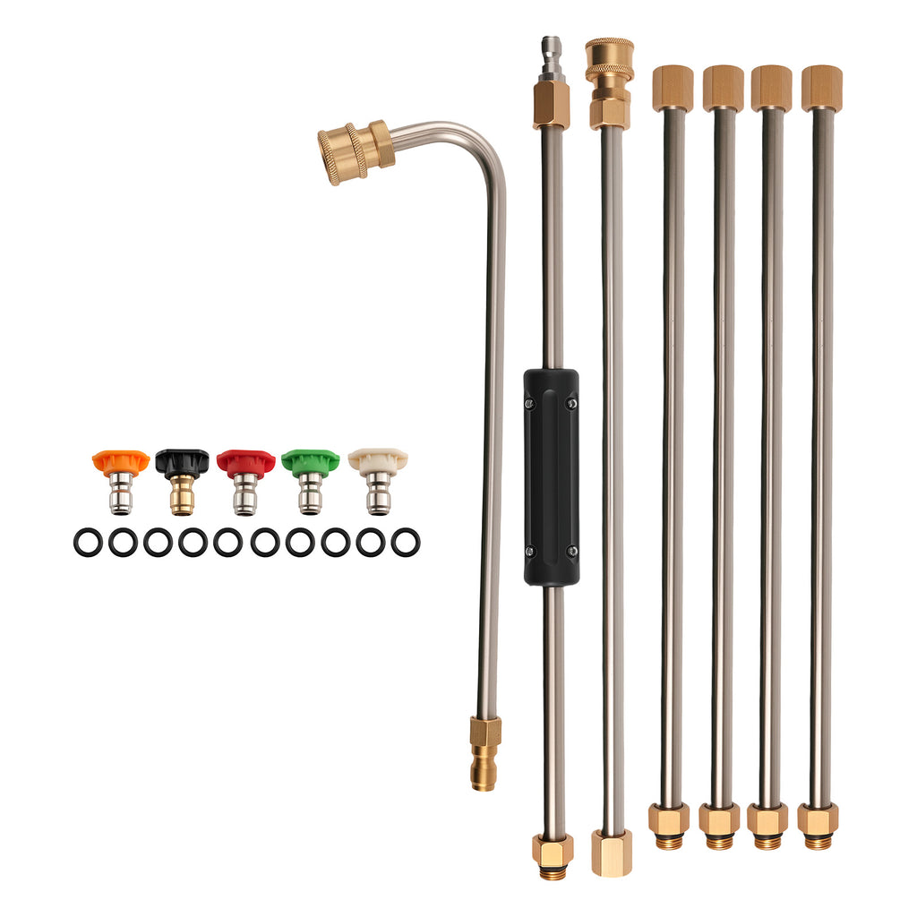 Extension Rod Gutter Cleaner voor Pressure Washer 6 Piece Kit Brass 4000PSI