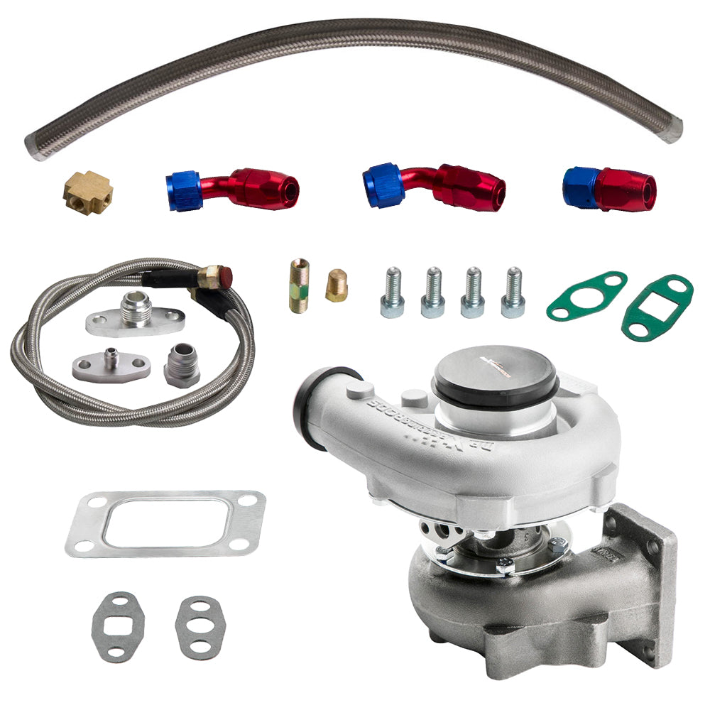 T3 T4 t04e Turbo 0.5 A/R 0.63 T04E w/ oil inlet oilet feed return lines