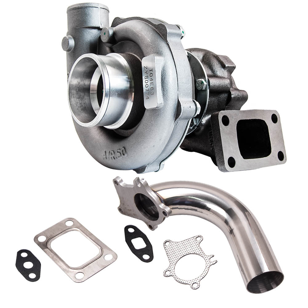 Universal Turbo+Downpipe voor T3T4 T04E T3 T4 A/R .63 Oil-Cooled Turbo