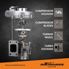 Laad de afbeelding in de galerijviewer, T3 T4 Turbo .63 A/R Oil Hybrid V Band Universal Turbocharger for 4 6 Cyl tcd