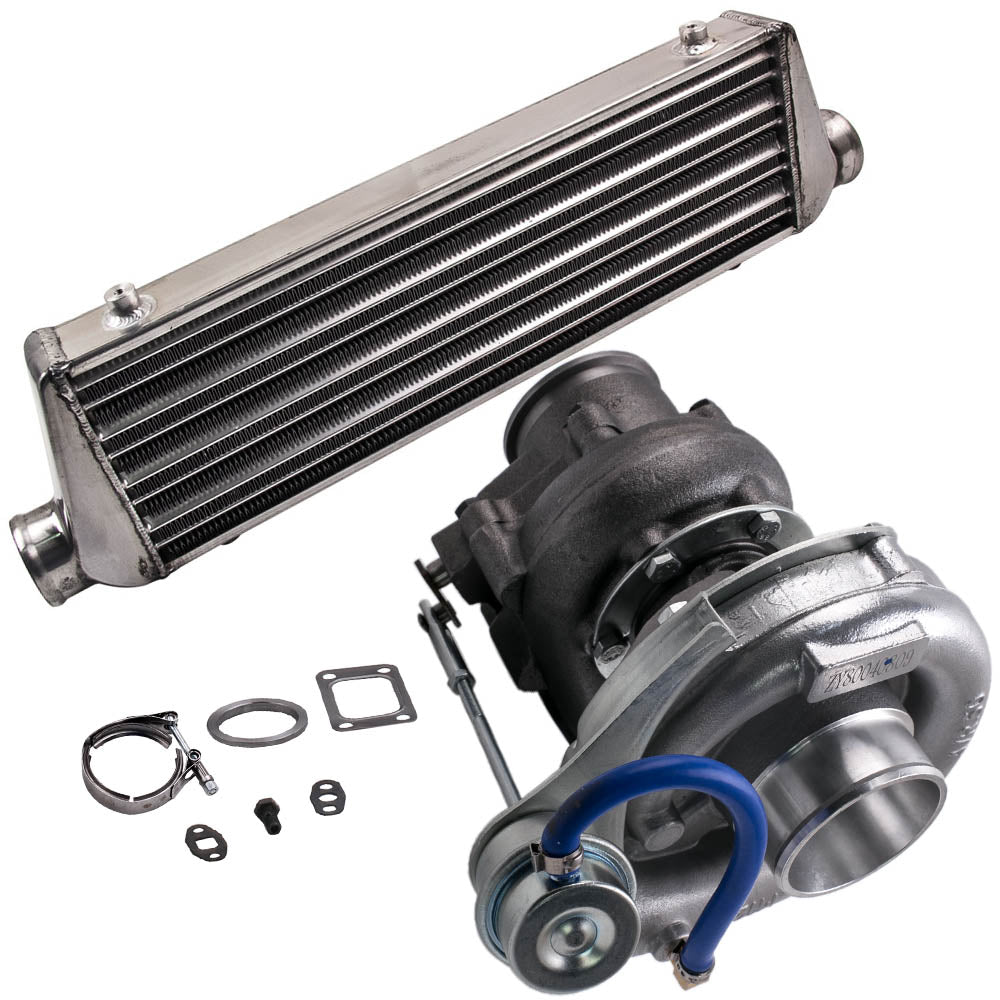 T04E T3 T4 Turbo geschikt voor Charger + 27 x 7 x 2.5 2.5 inch Intercooler 64mm Turbo Pipe Kit