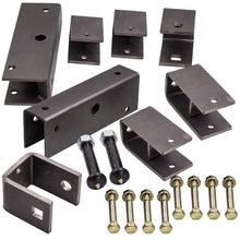Laad de afbeelding in de galerijviewer, 2 wide slipper spring hanger kit voor tandem trailer axle met shackle bolts