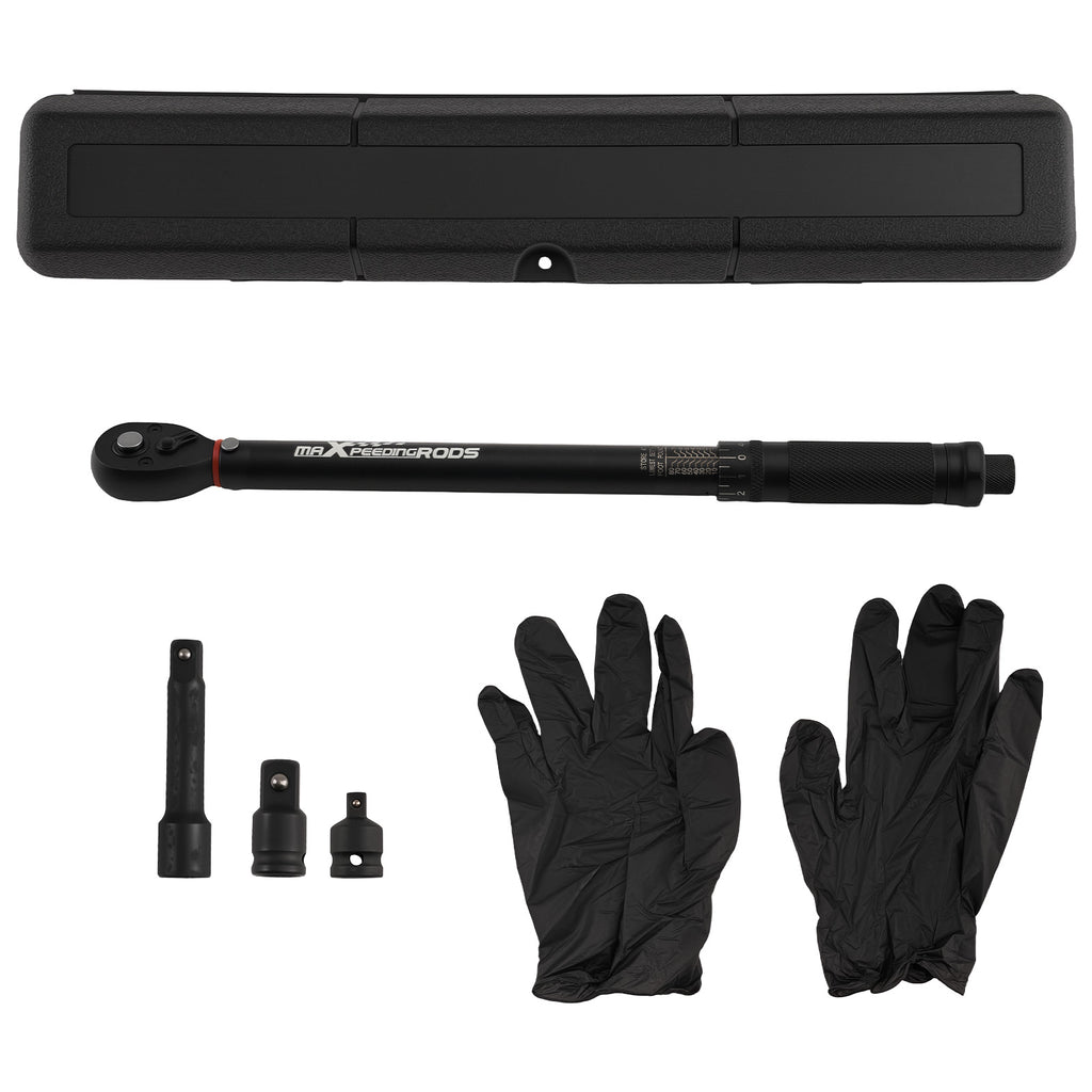 1/4 1/2 3/8 Click Torque Wrench Kit 10-80Ft-Lb met CaseExtension