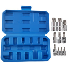 Laad de afbeelding in de galerijviewer, 10 Piece Socket Set Triple Square Spline 1/4 3/8 1/2 Drive M4-M18 CRV Tool