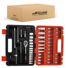 Laad de afbeelding in de galerijviewer, 1/4 Drive 53PC Socket Set Metric Ratchet Bit Wrench Tool Kit Carbon Steel 6PT