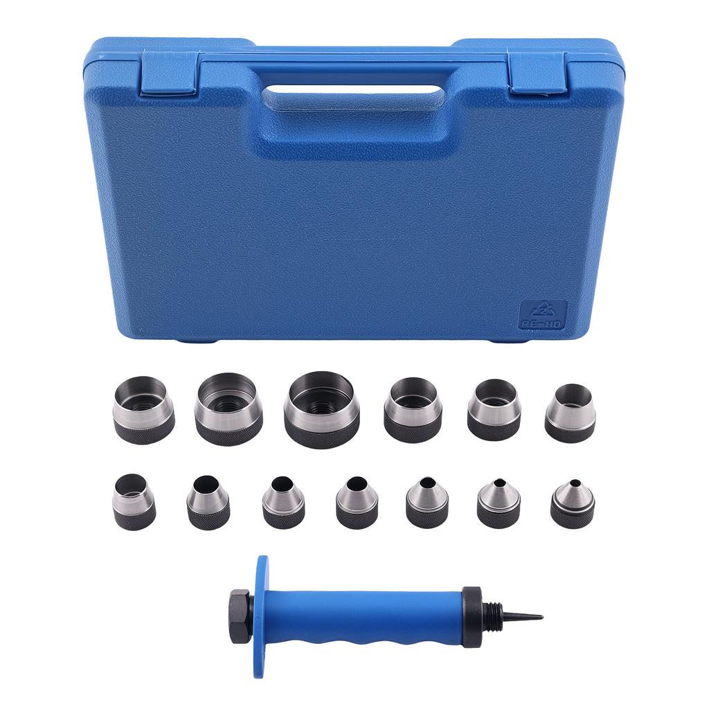 14 Piece Leather Hole Punch Tool Kit Spring Loaded Handle 3/16-1-3/8 Craft Set