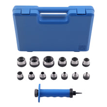 Laad de afbeelding in de galerijviewer, 14 Piece Leather Hole Punch Tool Kit Spring Loaded Handle 3/16-1-3/8 Craft Set