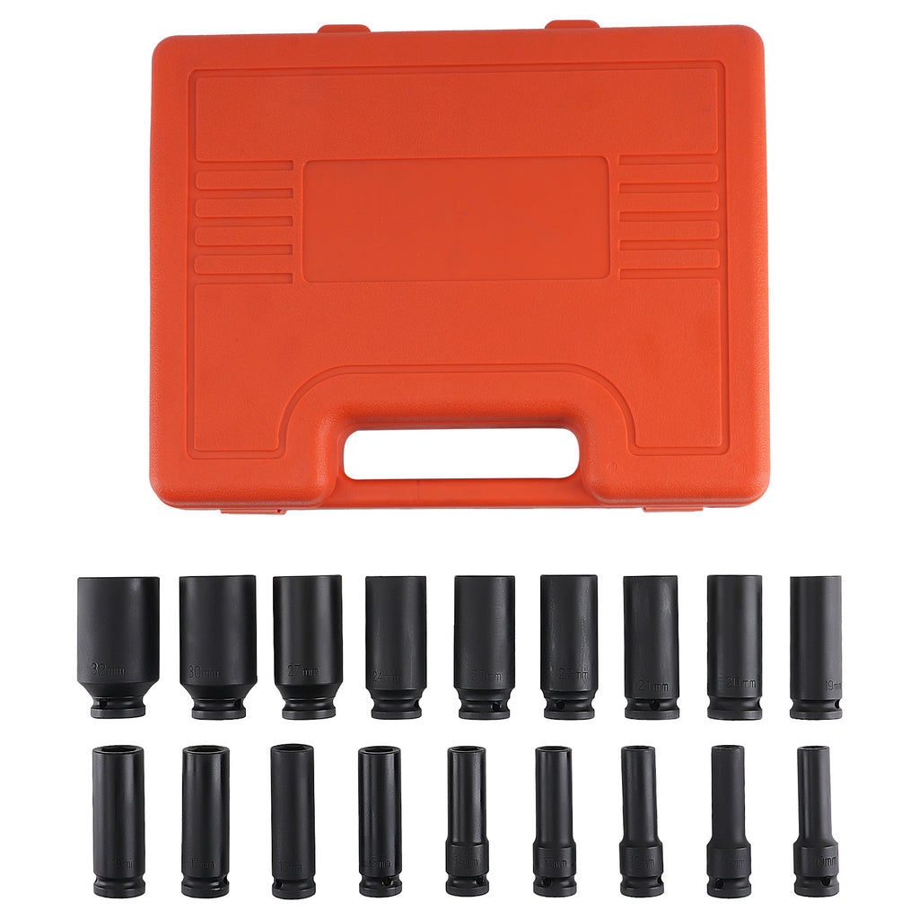 1/2 Deep Impact Socket Set 6 Point 18PC 10mm-32mm 50BV30 Chrome 78mm