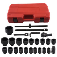 Laad de afbeelding in de galerijviewer, 23 Piece 3/4 1 Impact Socket Set Metric 21-65mm 45 Carbon Steel 6 Point