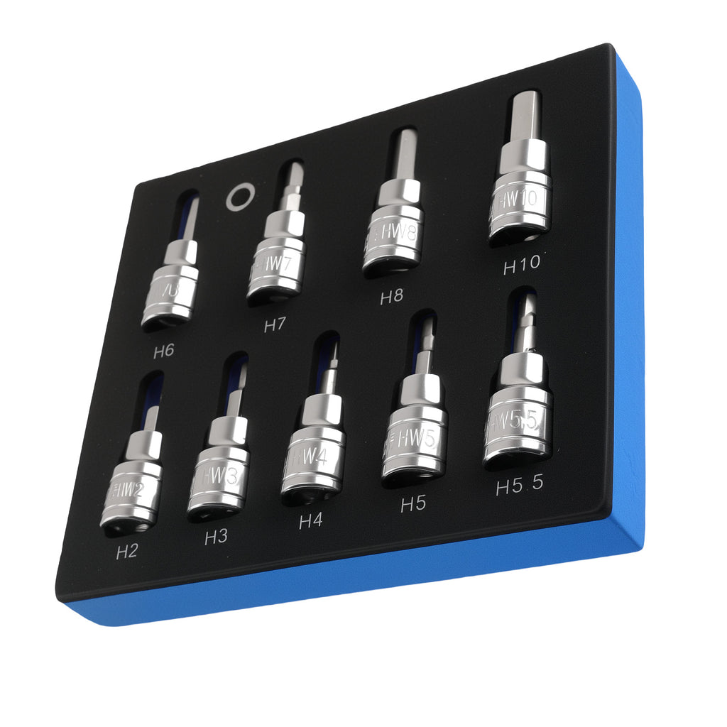 3/8 Allen Hex Socket Bit Set 9Pcs 2-10mm Chrome Vanadium Steel Key Wrench