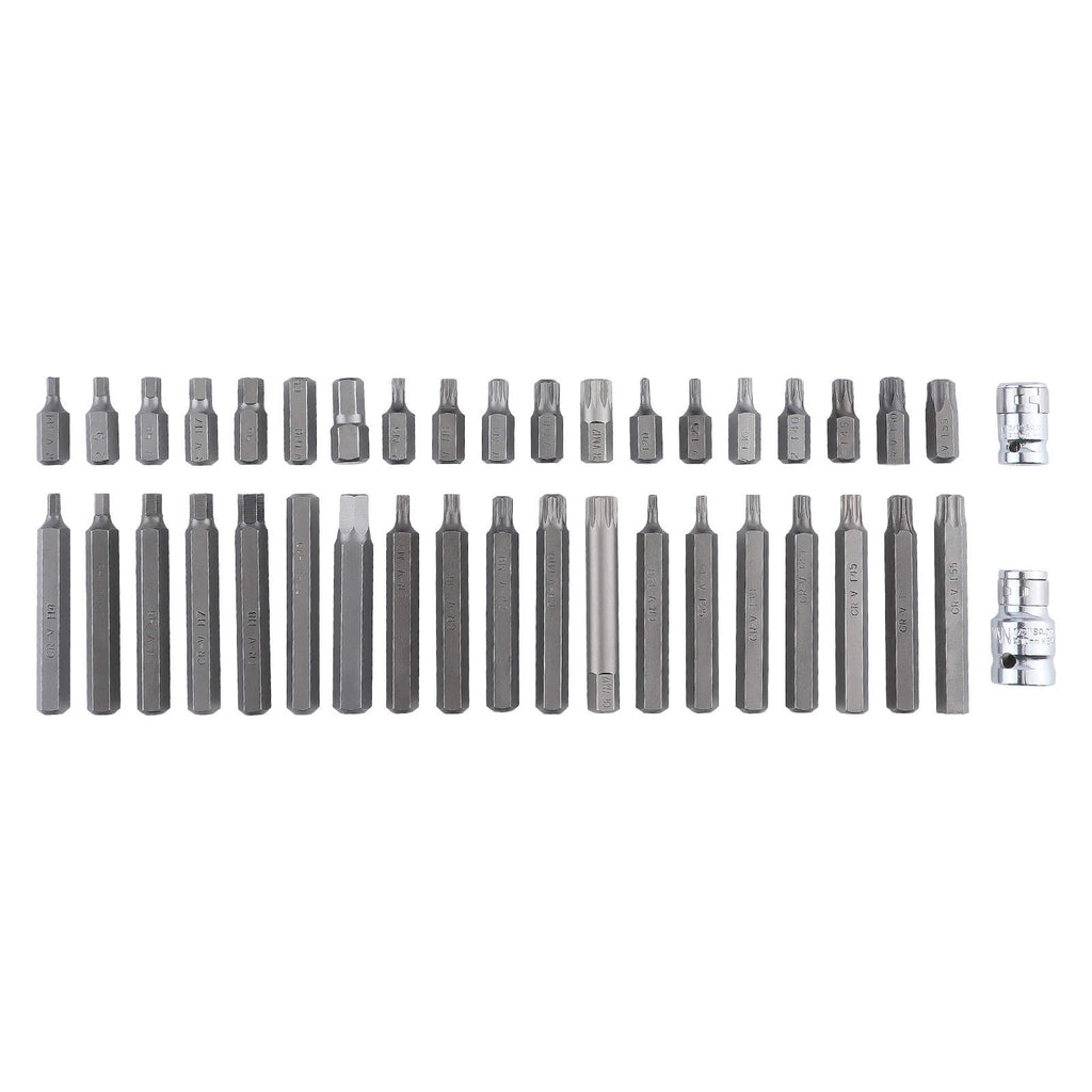 40PC Professional Bit Set Star T20-T55 Hex 4-12mm Spline M5-M12 with Adapters