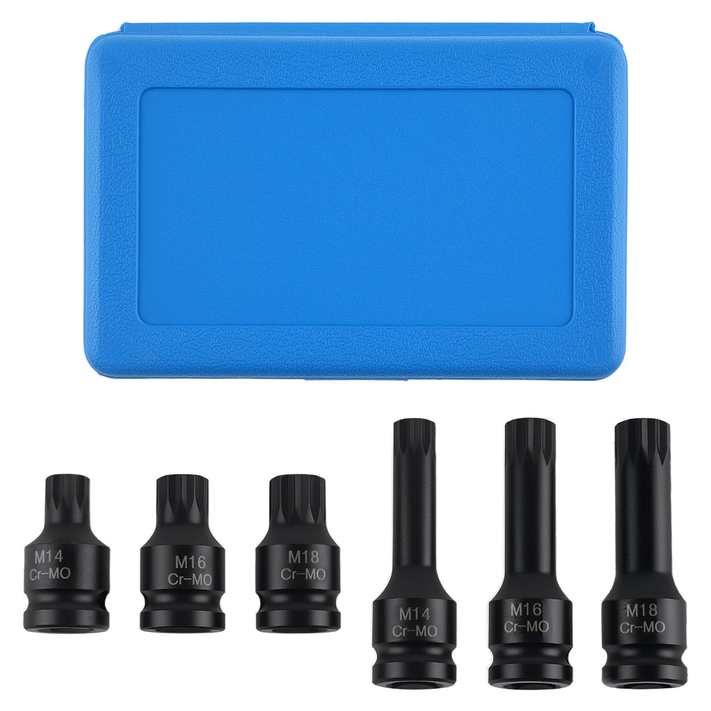 1/2in Drive 6pc Spline Socket geschikt voor VW Golf Sharan LT M14 M16 M18 Impact