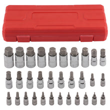 Laad de afbeelding in de galerijviewer, 1/4 3/8 1/2 Drive 32pc Hex Bit Socket Set S2 Steel Metric Imperial