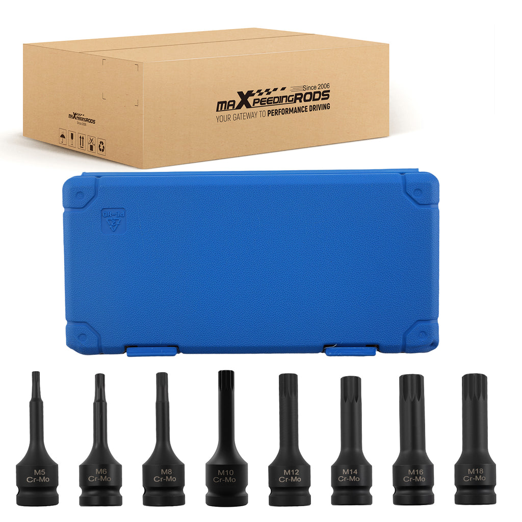 78MM Spline Bit Socket Set 8PC M5-M18 CR-MO Impact Drive Black Phosphate Tool