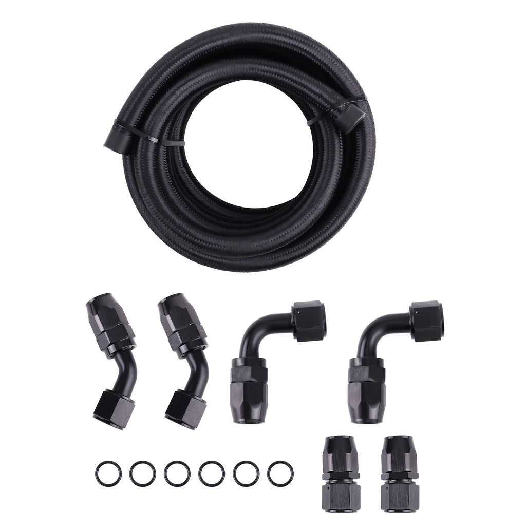 6X AN10 -10AN Fitting Stainless Steel Braided ES 12 Feet Oil Fuel Hose Line Kit
