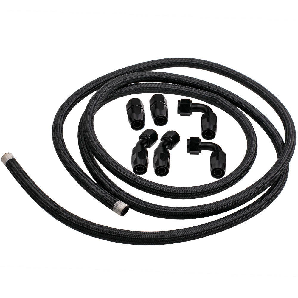 AN10 12Feet Steel Nylon Braided Oil Fuel Line Hose End Fitting Adaptor Kit