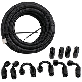 6M 20FT AN6 AN-6 Nylon Staal Braided Oil Fuel Line Hose End Fitting Adapter Kit