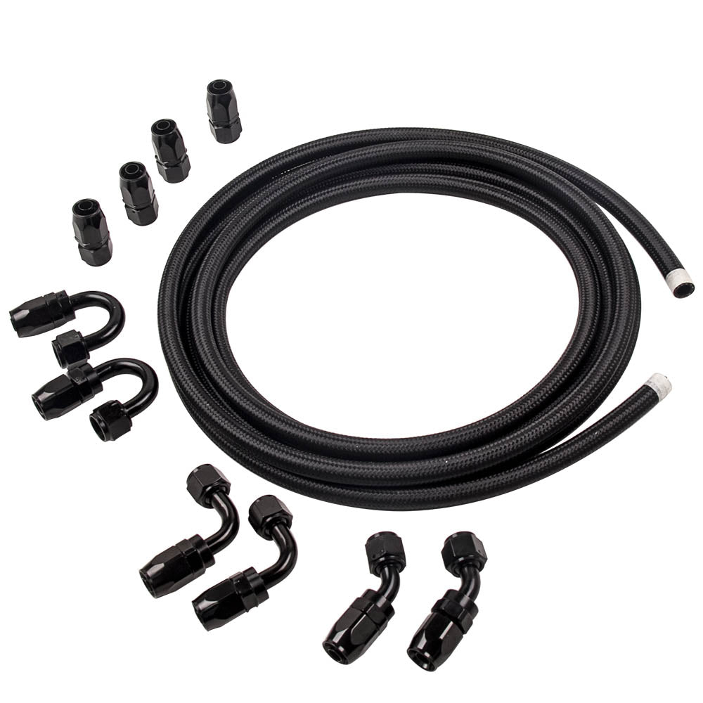 AN8 8AN 16Feet Steel Nylon Braided Oil Fuel Line Hose End Kit