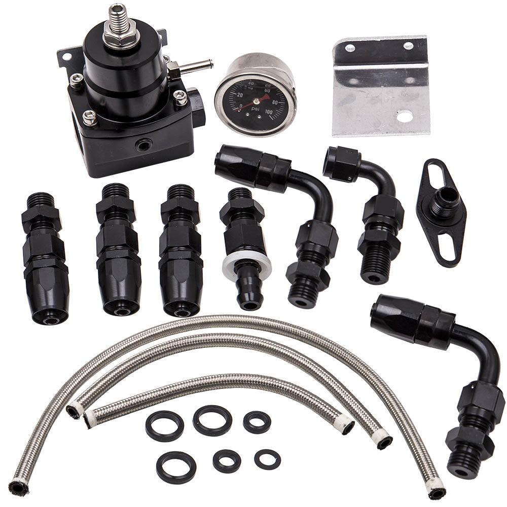 Regulador Presion Gasolina Universal 6AN con Manometro 0-100PSI Aluminio CNC