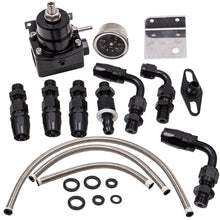 Laad de afbeelding in de galerijviewer, Universal AN6 Adjustable Fuel Pressure Regulator Gauge Fittings Oil Hose Kit