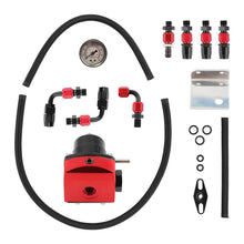 Laad de afbeelding in de galerijviewer, Fuel Pressure Regulator AN6 Hose End Fittings Oil Line Oil Gauge Kit Black+Red
