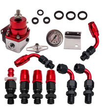 Laad de afbeelding in de galerijviewer, Adjustable Fuel Pressure Regulator Kit 100psi Guage -AN6 Fitting Safe Red Black