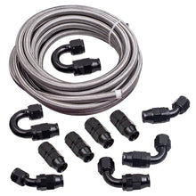 Laad de afbeelding in de galerijviewer, Stainless Steel PTFE Fuel Line 20FT Fitting Hose Kit Black