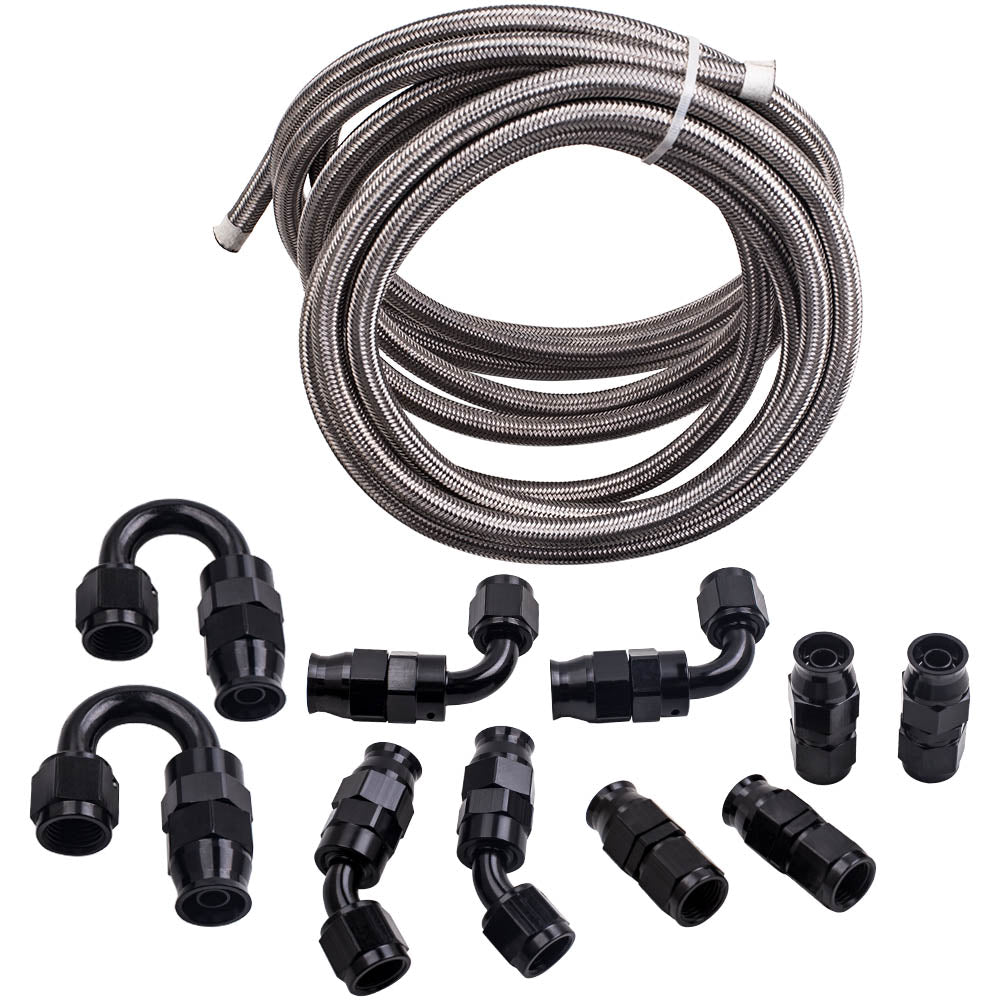 Nieuwe AN6 Braided PTFE E85 Ethanol Oil Line Fuel Hose End Fitting 20FT 6 Meters