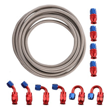 Laad de afbeelding in de galerijviewer, AN6 AN-6 Red Swivel Fitting Stainless Steel Braided Fuel Line Hose 20FT / 6M Kit