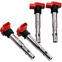 Laad de afbeelding in de galerijviewer, 4x Red Coil Pack Set geschikt voor AUDI R8 2.0 TFSI/ 2.0TSI A3/ geschikt voor Golf 5/ Leon 06E905115E