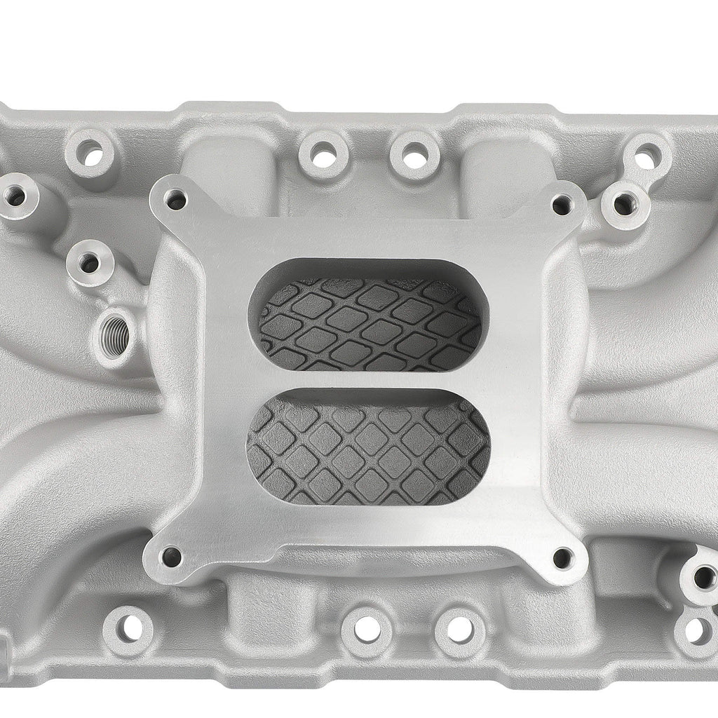 Dual Plane Satin Aluminum Intake Manifold compatible for Ford Small Block SBF 260 289 302