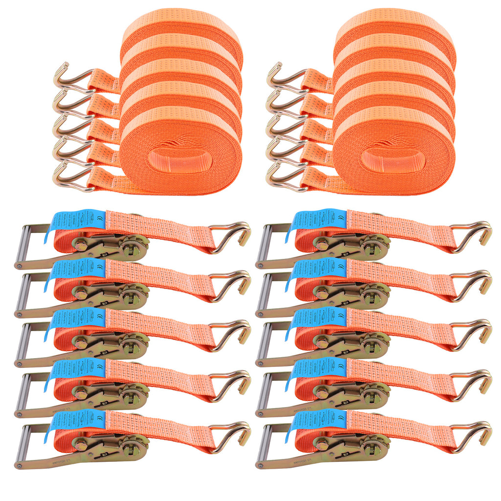 10x Ratchet Straps Tie Down 50mm X10 Meter 5 tons Heavy Duty Claw Lorry Lashing