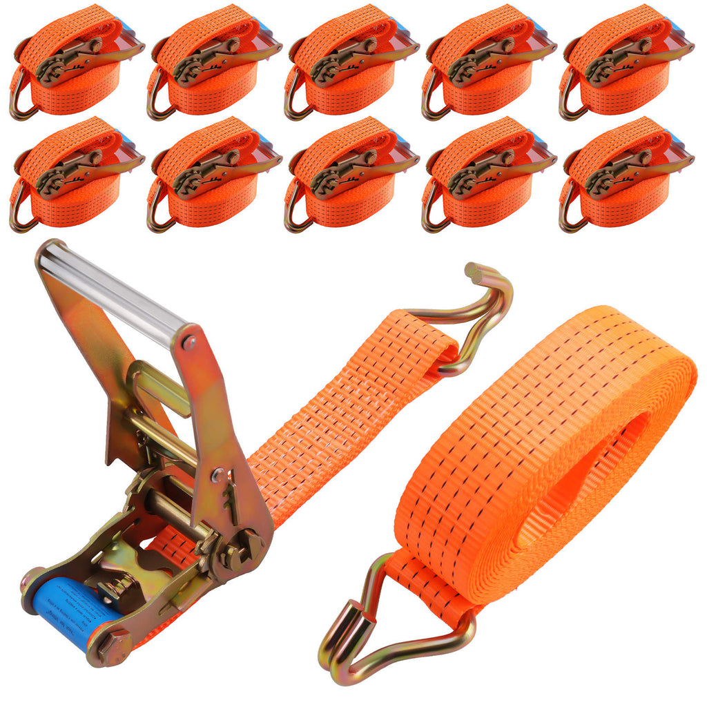 10x 6m 5000kg 5 ton Heavy Duty Ratchet Strap Tie Down J Hook lashing strap