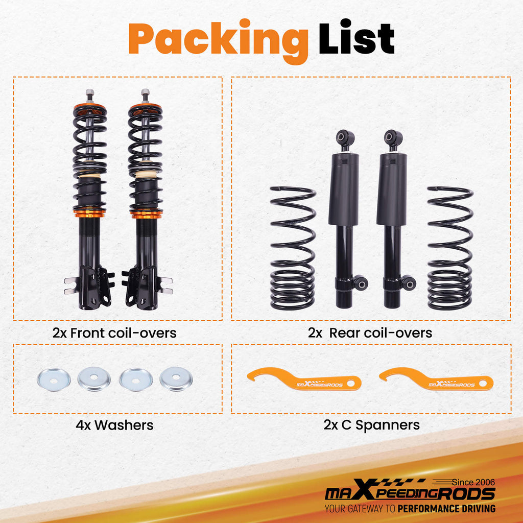 Adjustable Coilover Suspension Kit compatible for Fiat Seicento type 187 1998-2010