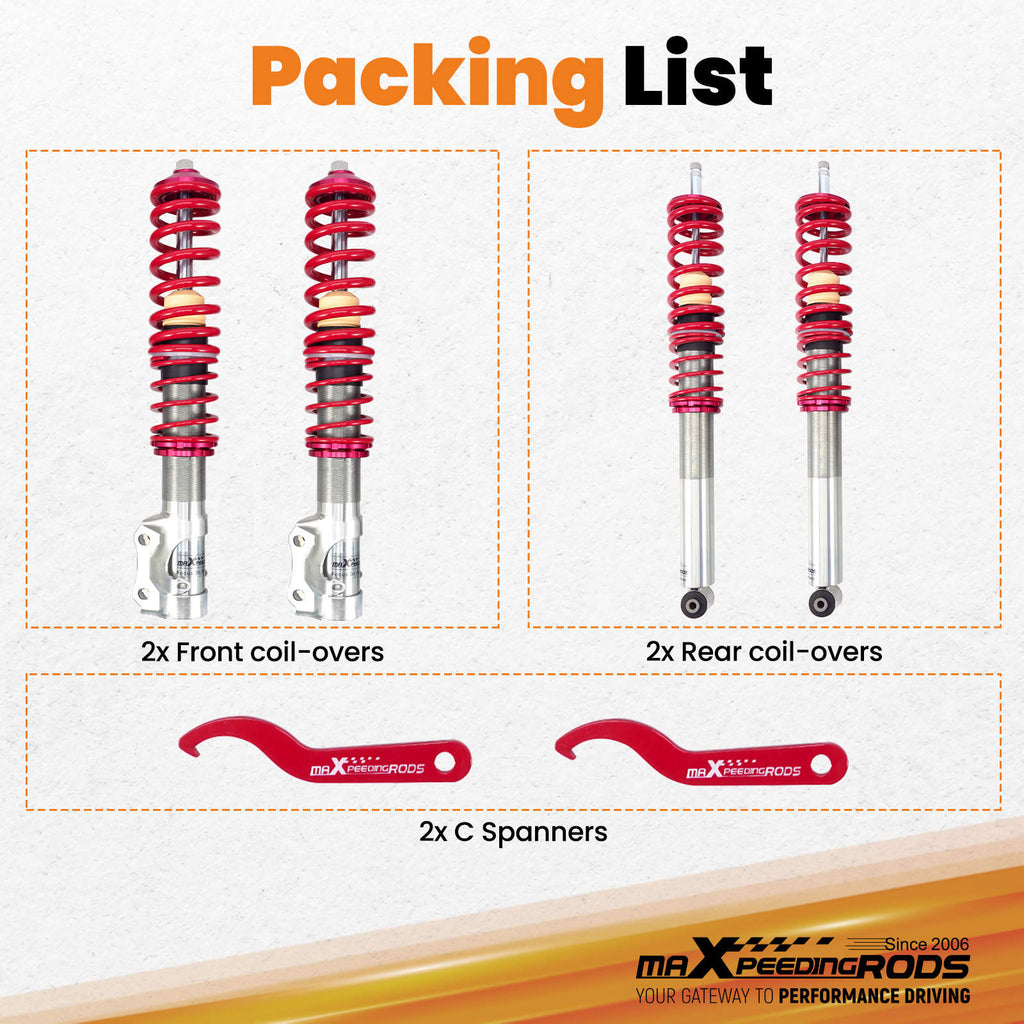 Compatible for Volkswagen VW Golf MK2 MK3 16V JETTA Suspension Steet 1984-2002 Coilovers Lowering Kit