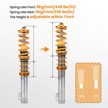 Laad de afbeelding in de galerijviewer, Compatible for SEAT LEON (1M1) Compatible for FWD 1999-2006 CoiloversAdjustable Suspension Shock Absorber Kit lowering kit