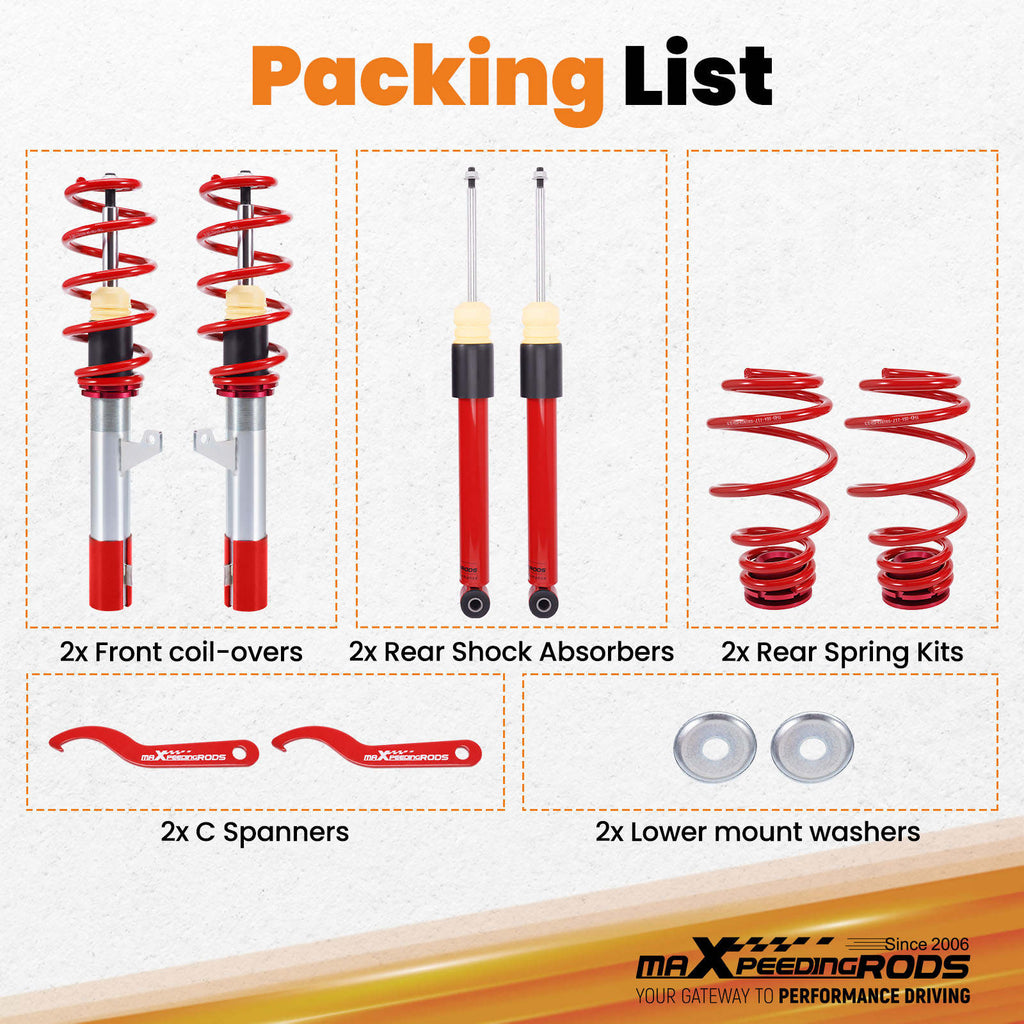 MaXpeedingrods COILOVER Suspension KIT compatible for VW MK5 MK6 compatible for GOLF/JETTA 06-14 Struts