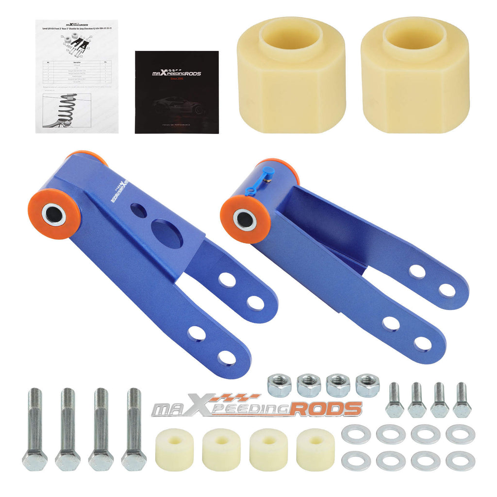 Lift Kit Front 3 Coil Spacer +Rear 2 Shackles compatible for Jeep Cherokee XJ 1984-2001