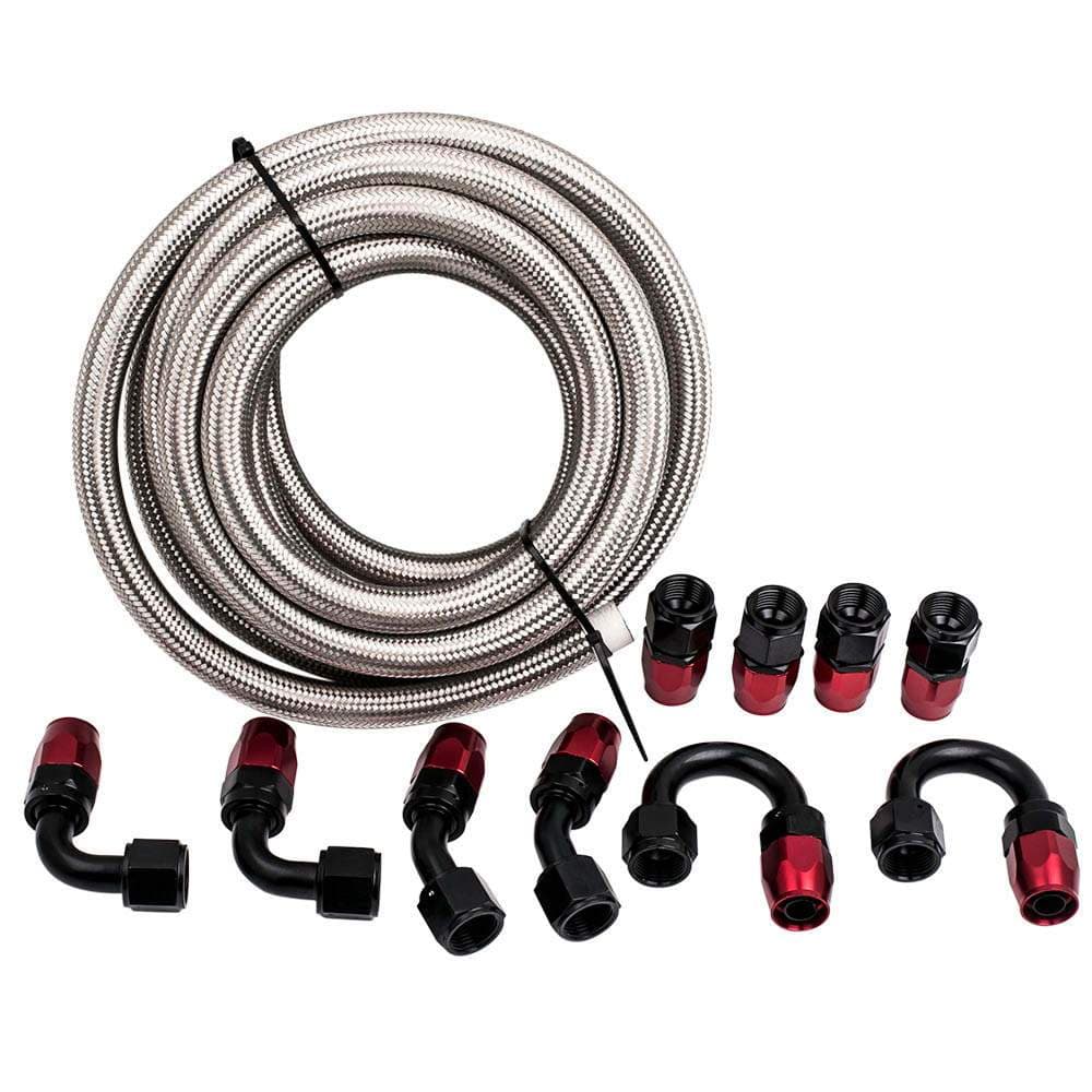 Hose End Adapter and AN10 Roestvrij staal Braided Oil Fuel Line 5M 45° 0.80"