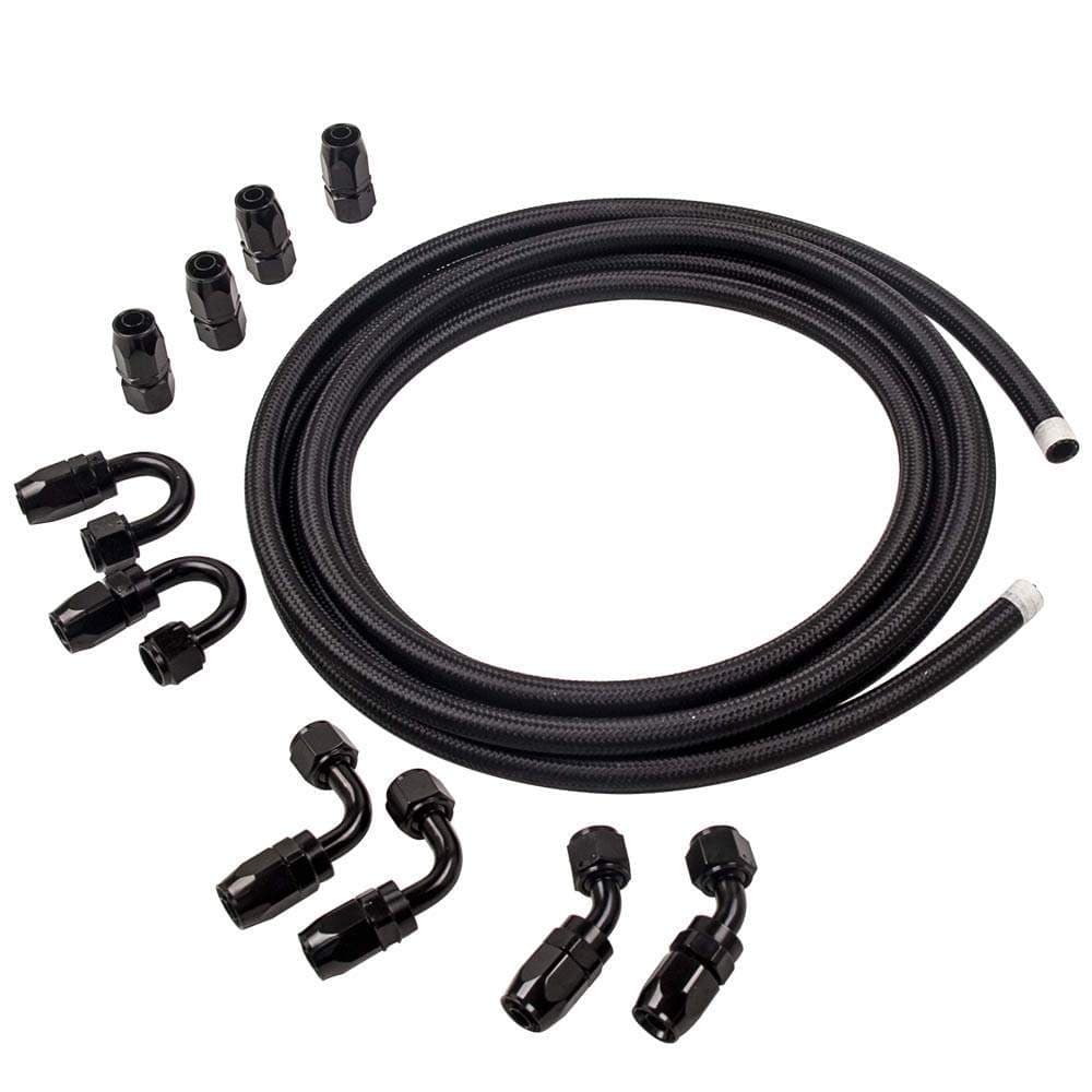 AN8 8AN 16 Feet Staal Braided Oil Diesel Fuel Line Hose
